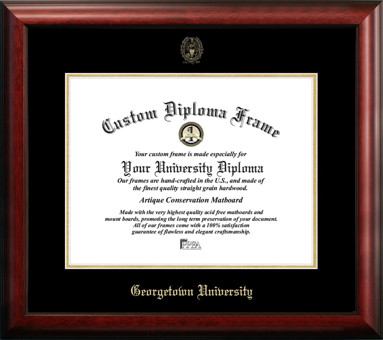Georgetown University 17w x 14h Gold Embossed Diploma Frame with Campus Images Lithograph